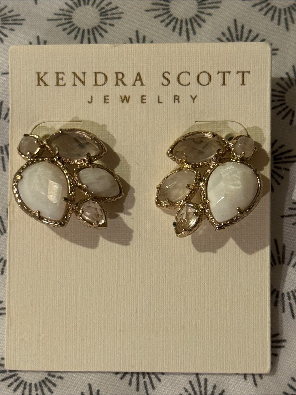 RARE Kendra Scott Carmella Gold Mother of Pearl Cluster Stud Earrings